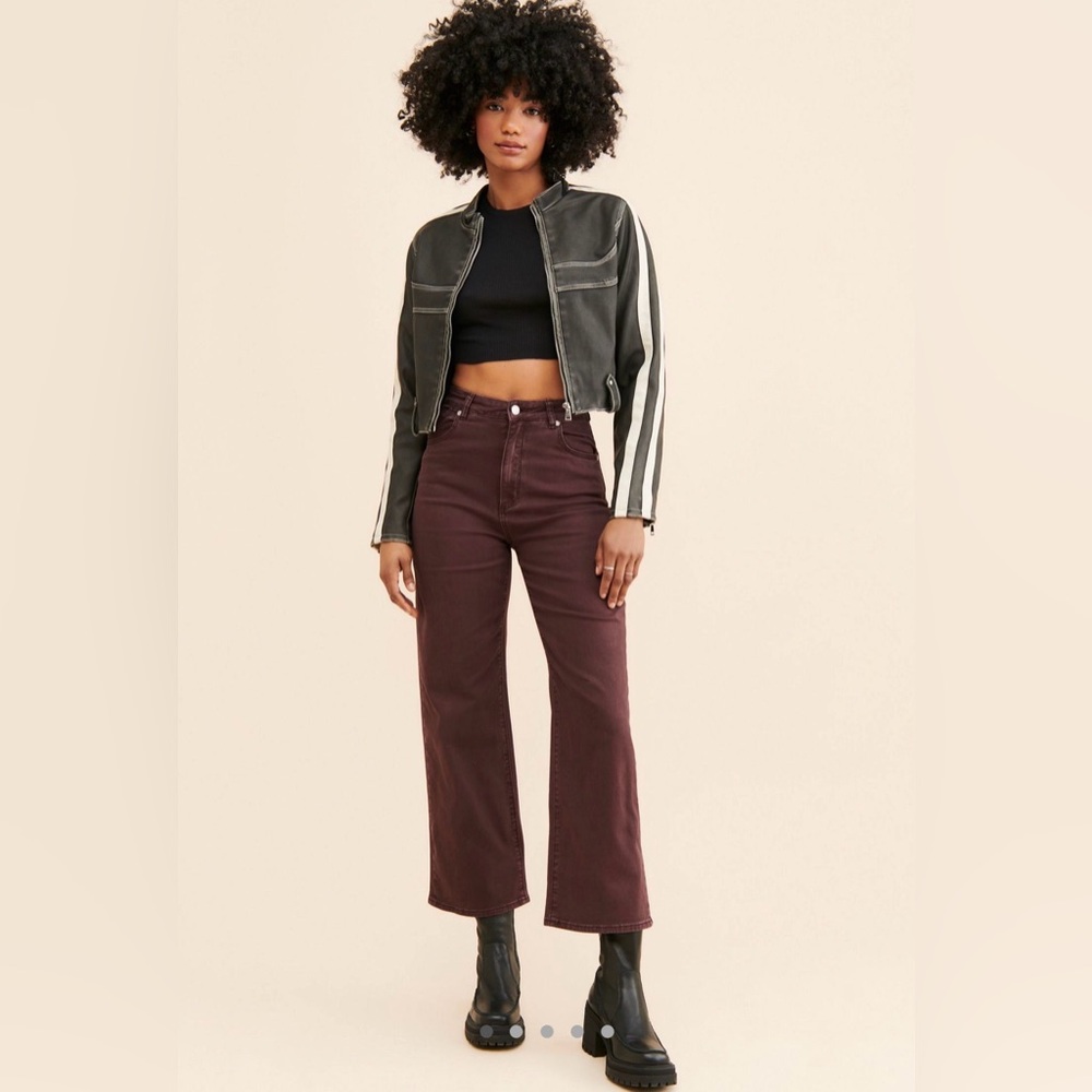 NWOT Rolla’s Heidi High Rise Wide Leg Jeans Dusty Plum Brown 28x26